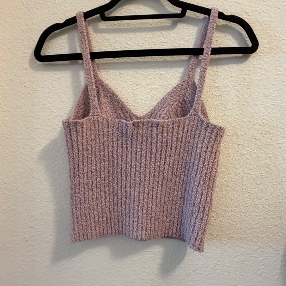 Altar’d State Cozy Mauve Sherpa Knit Tank Top | Size L - Picture 4 of 6